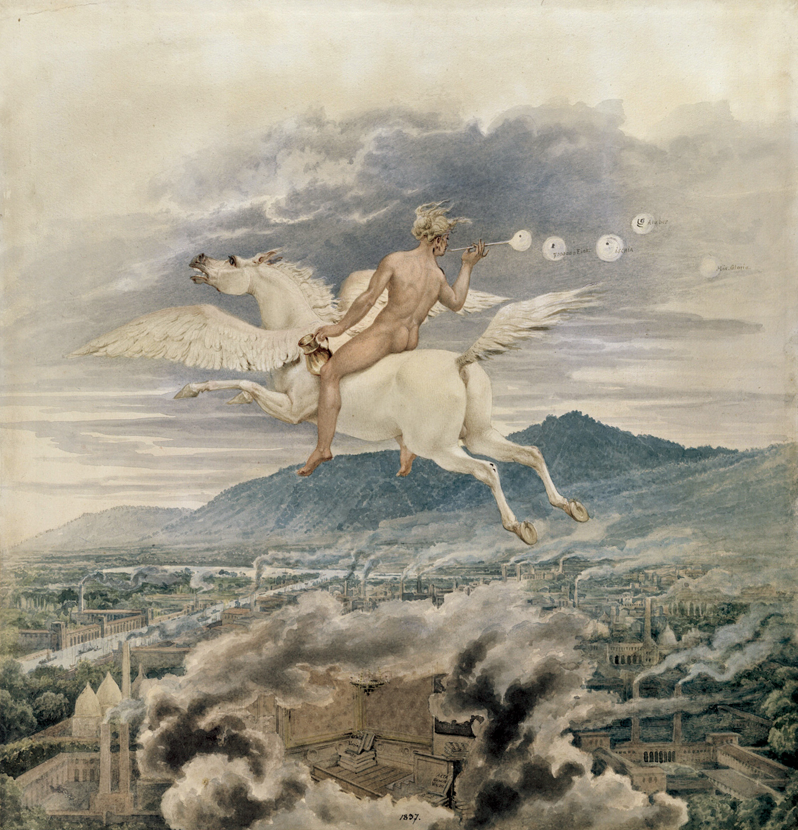 allegory on beuth riding the pegasus 